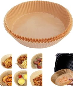 50 pz Fodere per forno in carta rotonda carta pergamena per friggitrice ad aria carta forno per friggitrice ad aria fodere friggitrice ad aria monouso antiaderenti