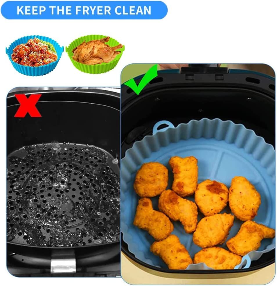 5 pz Cestino in silicone per friggitrici ad aria riutilizzabile e antiaderente adatto per forno forno a microonde cottura a vapore - immagine 7
