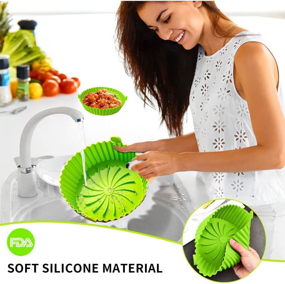 5 pz Cestino in silicone per friggitrici ad aria riutilizzabile e antiaderente adatto per forno forno a microonde cottura a vapore - immagine 8