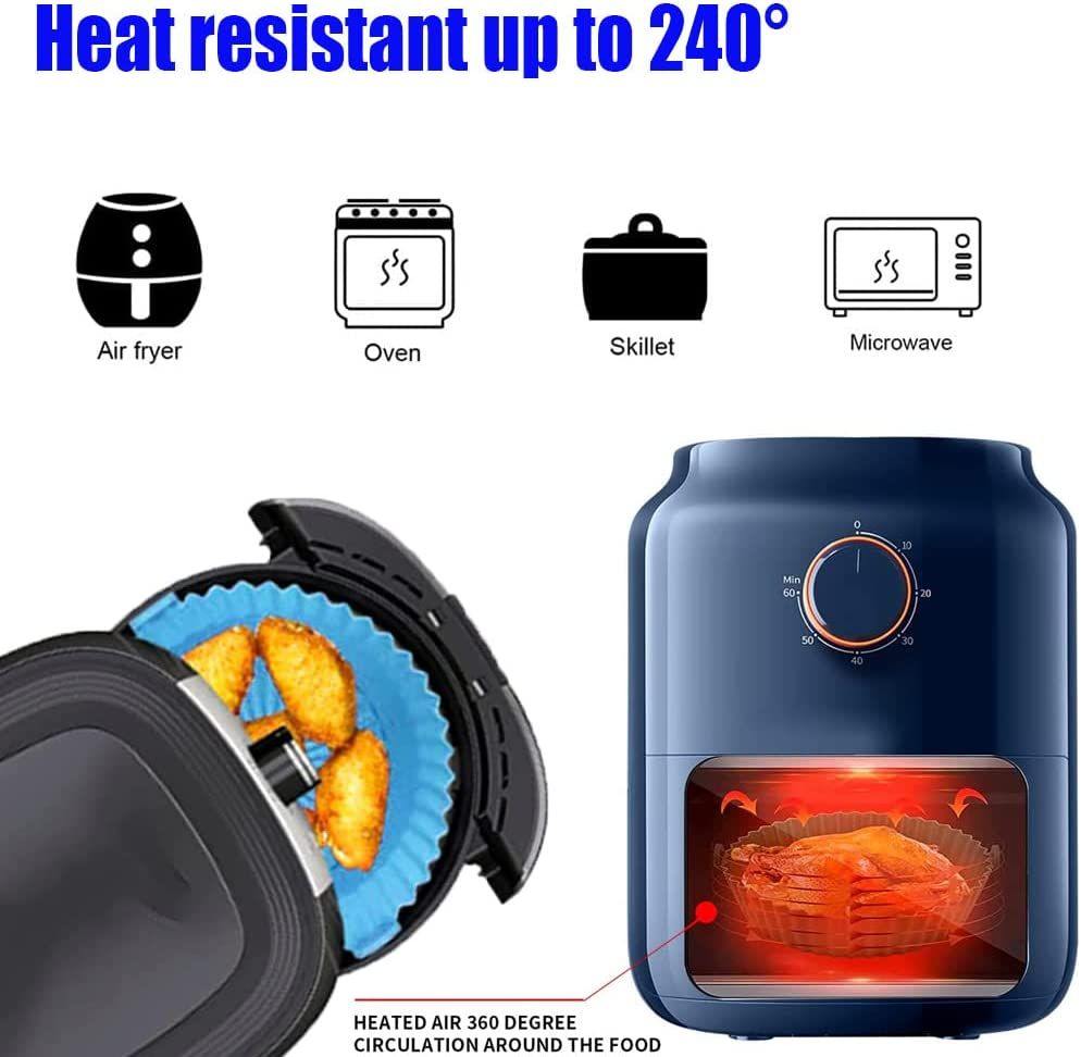 5 pz Cestino in silicone per friggitrici ad aria riutilizzabile e antiaderente adatto per forno forno a microonde cottura a vapore - immagine 4