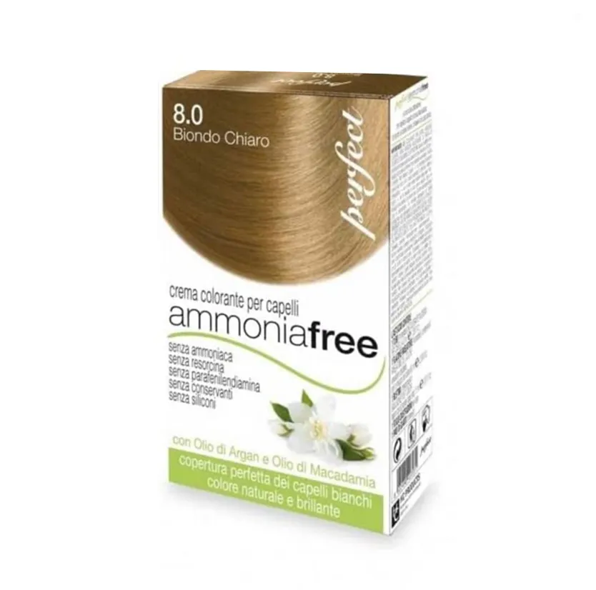 Hc Perfect Crema Colorante per Capelli Ammonia Free – 8.0 Biondo Chiaro – Kit 40 + 60 + 15 ml