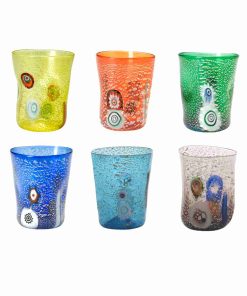 ZAFFERANO Goto Muranese Set 6 Bicchieri Foglia Argento