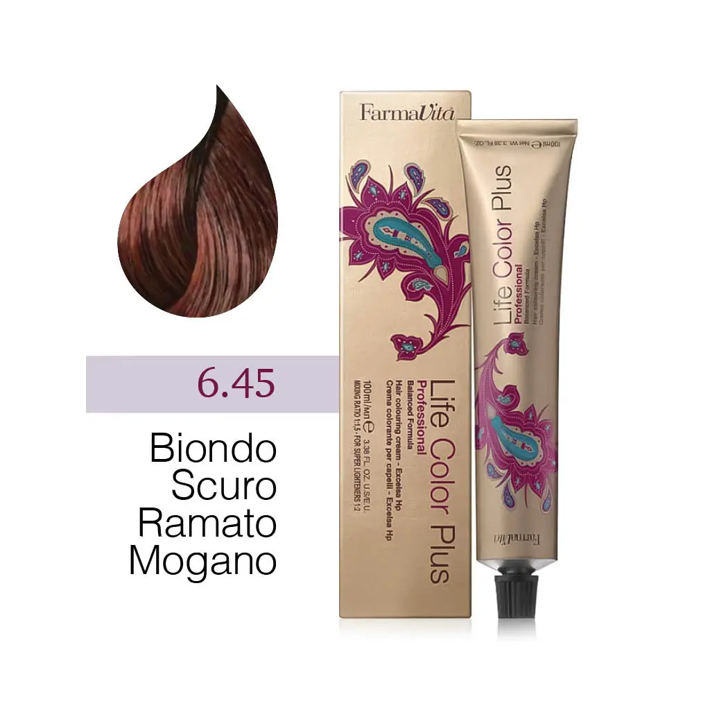 FarmaVita – Life Color Plus Professional – Crema Colorante per Capelli – 6.45 Biondo Scuro Ramato Mogano – 100 ml - immagine 2